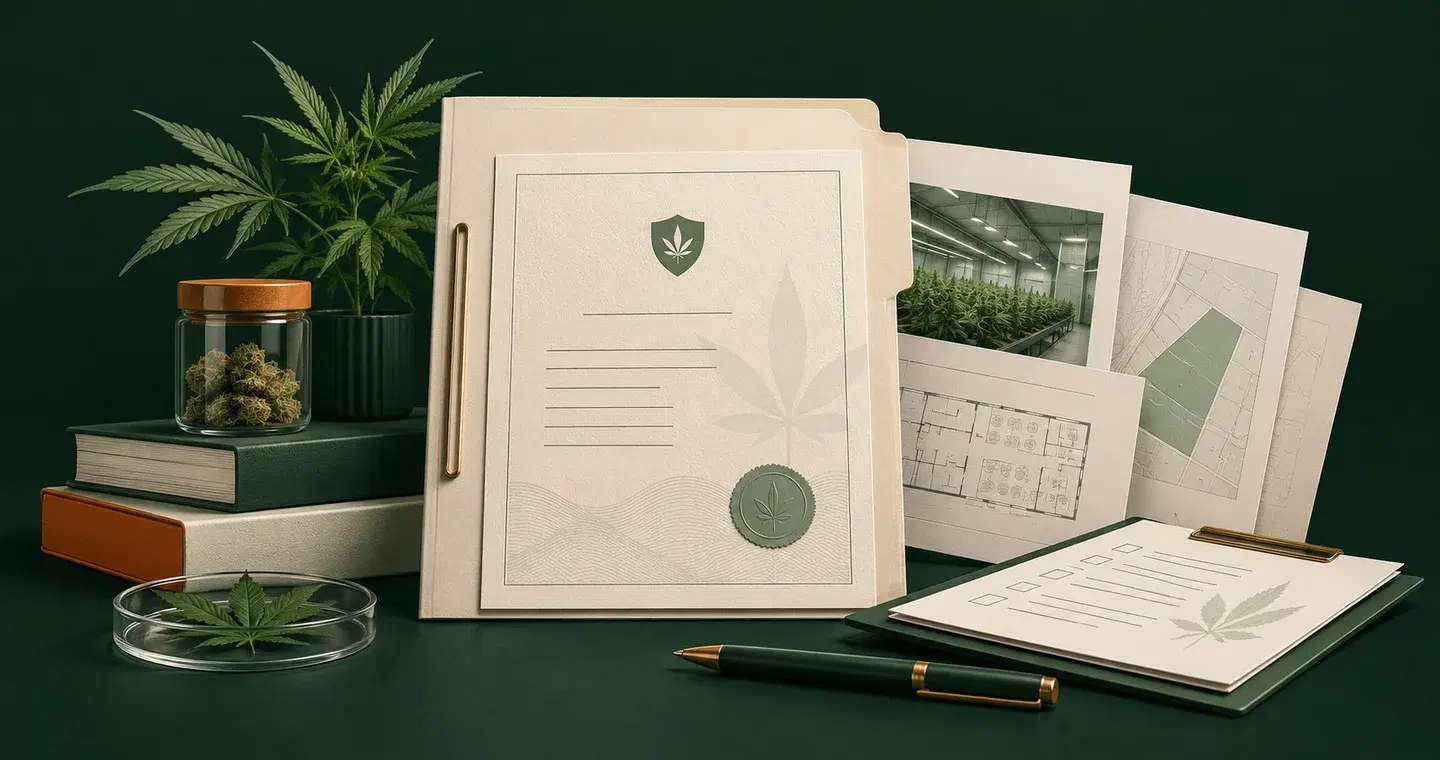 An application folder and supporting records for cannabis establishment licensing